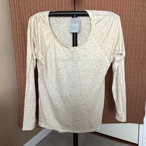 Athleta Cream Long-Sleeve Athletic Top